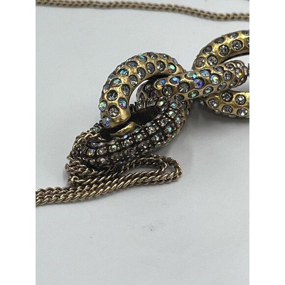 J. Crew Pave AB Rhinestone Crystal Oval Link Double Strand Necklace - Picture 9 of 14